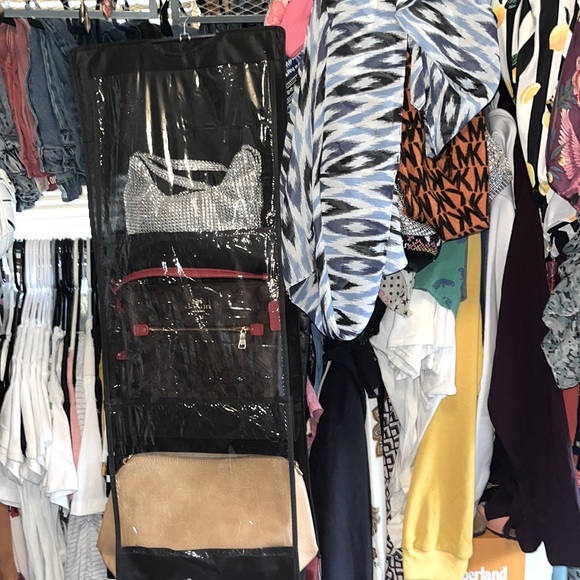 HANGING PURSE STORAGE ORGANIZER BLACK or PURPLE HOLDS 6 - Picture 4 of 6